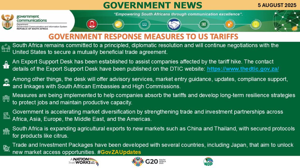 GCIS Media Liaison (@gcismedia) on Twitter photo Government Response Measures to US Tariffs Government Response Measures to US Tariffs