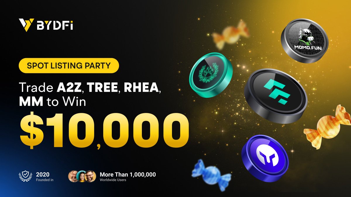 🎉 New Listing Party on BYDFi – Engage &amp; Win!

🎁 $100 X Giveaway — 5 lucky winners will each get 20 USDT Bonus!
How to Participate:
1️⃣ Follow <a href="/BYDFi/">BYDFi</a>
2️⃣ Like &amp; RT this post
3️⃣ Comment anything with your favorite #token from this listing party

⏳ Ends Aug 12, 10:00 AM ET