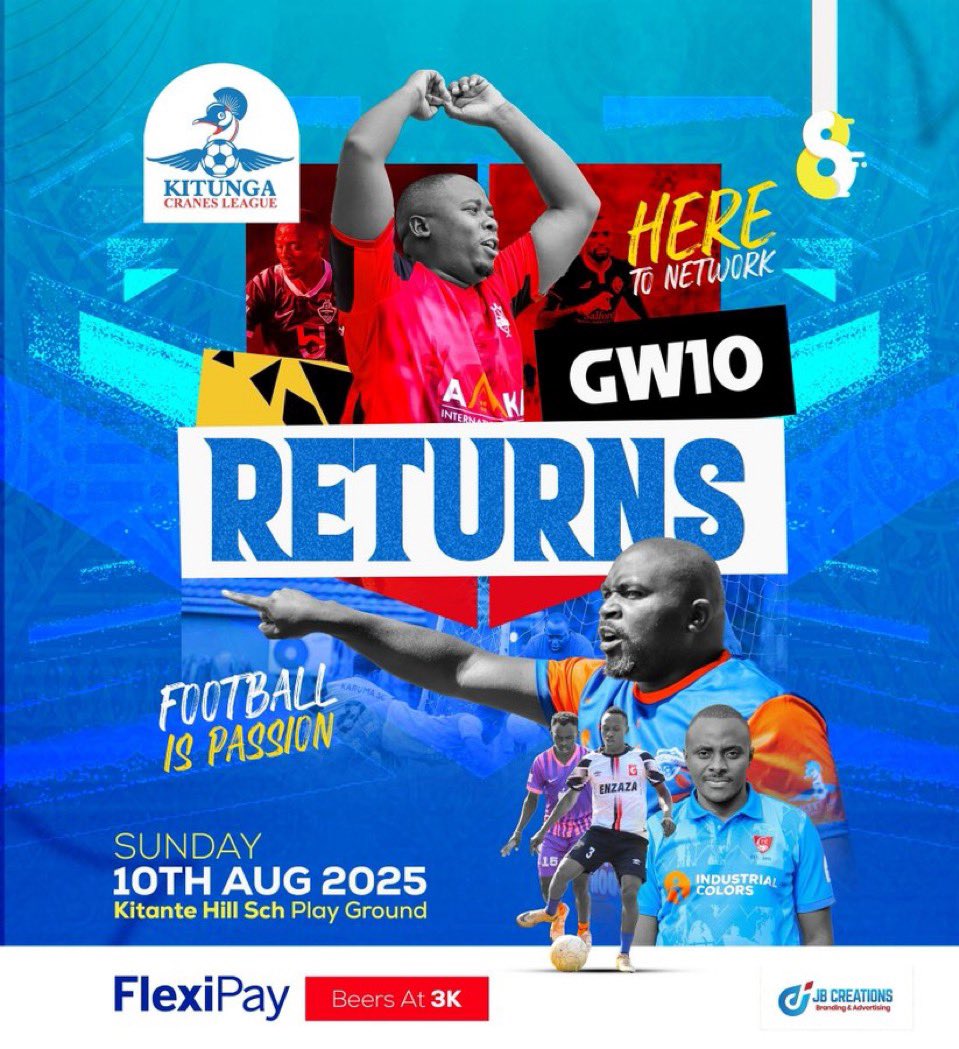 We’re back this Sunday!

League football returns this Sunday at Kitante Hill Sch Play Ground.

How ready is your team for Game week 🔟?

#KLS8
#KitungaLeague