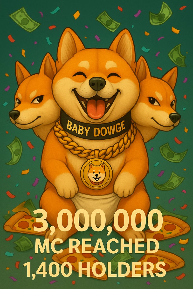Just a baby with 3 heads, and 3 million MC reasons to smile 😎🐶✨
1400 holders and growing faster than your fave meme coin ever did.
Cutest takeover in crypto history. wooof ❇️🔺
#babydowge #dowgedynasty