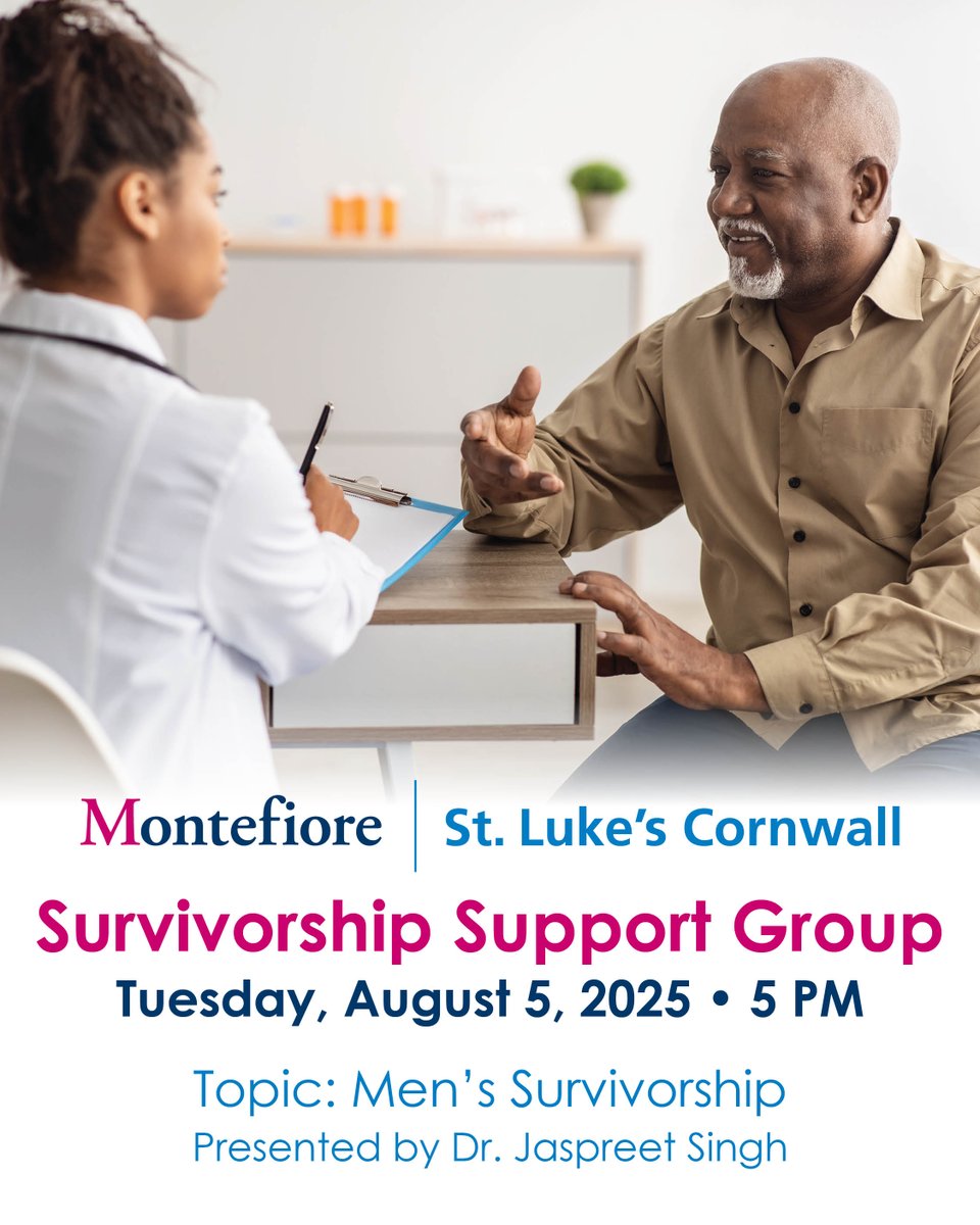You’re not alone. Join us TONIGHT at our August Survivorship Support Group, where Dr. Jaspreet Singh will be walking you through men's cancer survivorship.
Call today to learn more and register: (845) 458-4444