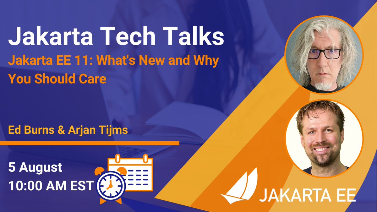 Jakarta EE (@jakartaee) on Twitter photo LIVE: Tune in to “Jakarta EE 11: What's New and Why You Should Care” with <a href="/edburns/">edburns (@edburns@mastodon.social)</a> and <a href="/arjan_tijms/">Arjan Tijms</a>. Watch now: hubs.ly/Q03xfGy40
#JakartaEE #opensource #CloudNativeJava LIVE: Tune in to “Jakarta EE 11: What's New and Why You Should Care” with <a href="/edburns/">edburns (@edburns@mastodon.social)</a> and <a href="/arjan_tijms/">Arjan Tijms</a>. Watch now: hubs.ly/Q03xfGy40
#JakartaEE #opensource #CloudNativeJava