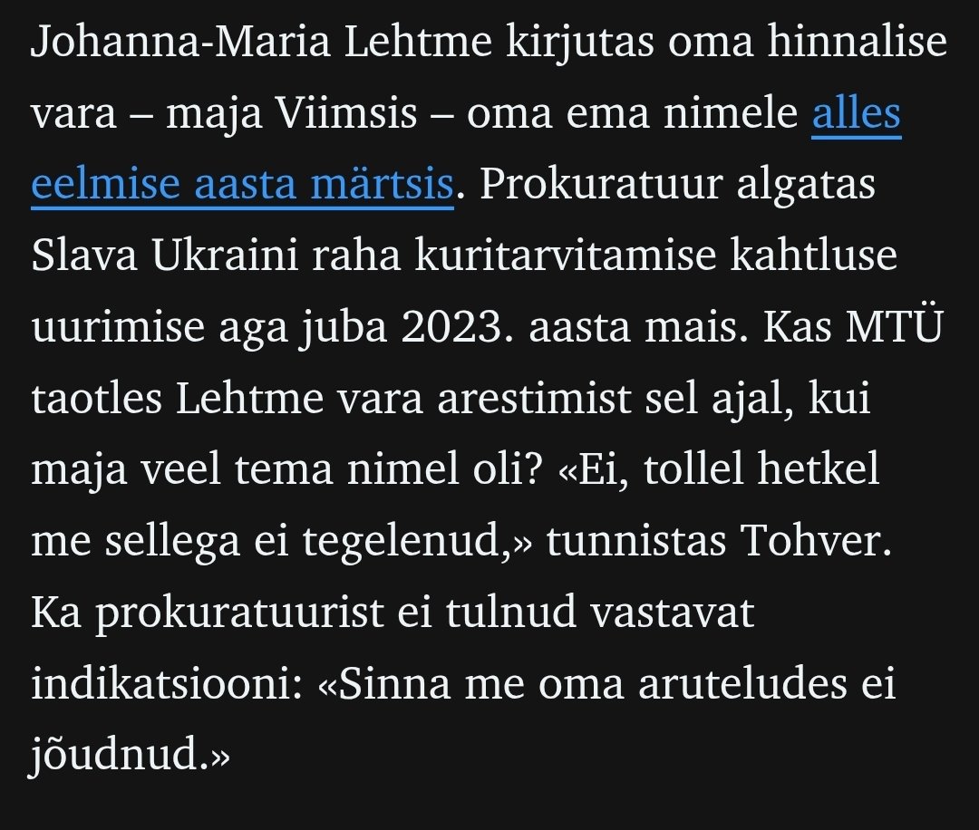 Linnapea Jopsinovski 🚀🚀🚀 (@jopsinovski) on Twitter photo Kahe aastaga ei jõutud aruteludega sinnamaale, et kas oleks mõtet midagi arestida. Sõber peseb sõbra kätt ja persevahet selles mängus. <a href="/GeorgTiit/">Tiit Georg</a> Sul on õigus, et Eesti kui õigusriik on täielikus mülkas omadega. Kahe aastaga ei jõutud aruteludega sinnamaale, et kas oleks mõtet midagi arestida. Sõber peseb sõbra kätt ja persevahet selles mängus. <a href="/GeorgTiit/">Tiit Georg</a> Sul on õigus, et Eesti kui õigusriik on täielikus mülkas omadega.