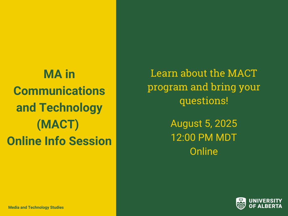 Join us today for our online MACT Information Session at 12 pm MDT. During the session you will learn more about the program and have the opportunity to ask questions. We hope to see you there!

Register here: ow.ly/rYLQ50VWC5P