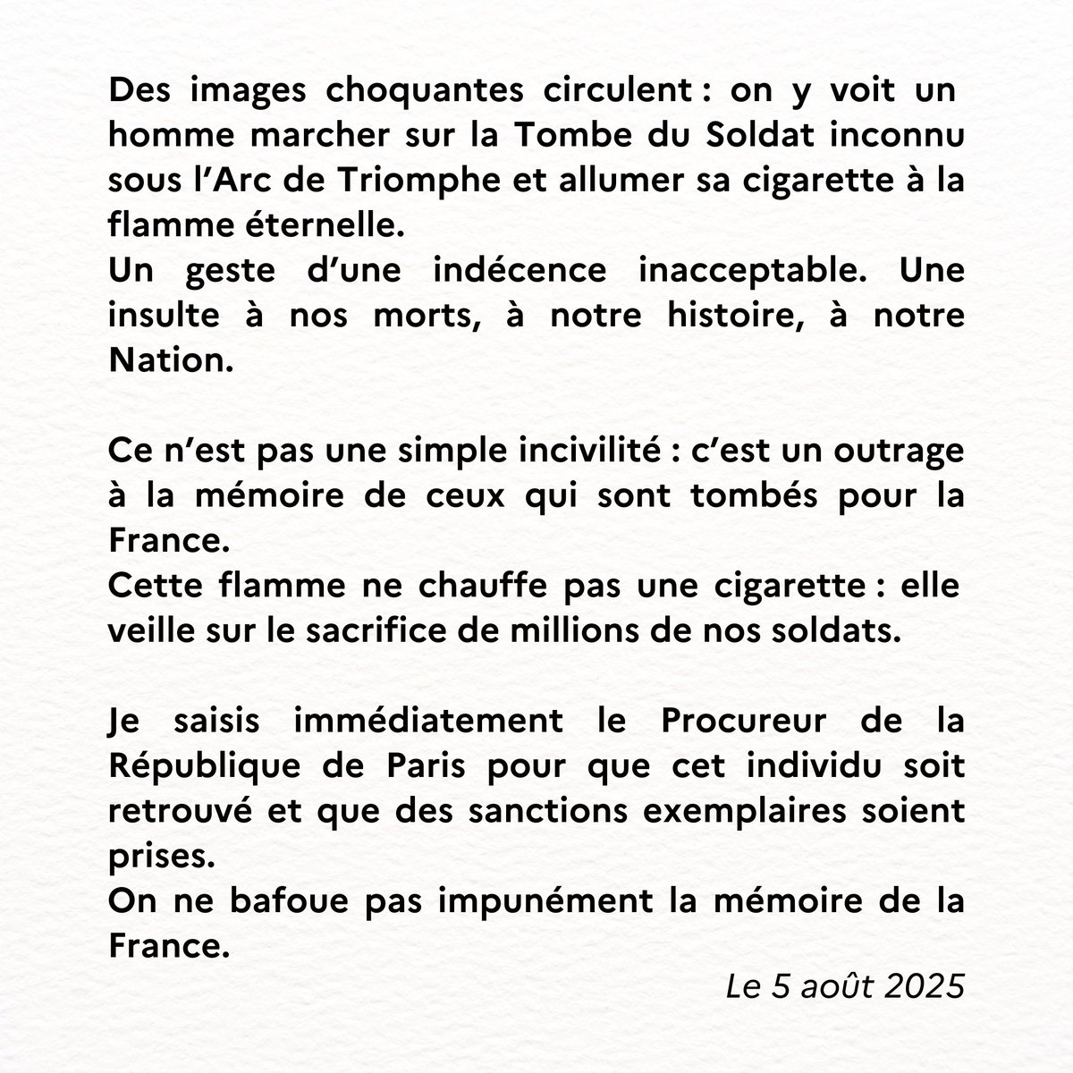 Je suis profondément indignée comme tous les Français !