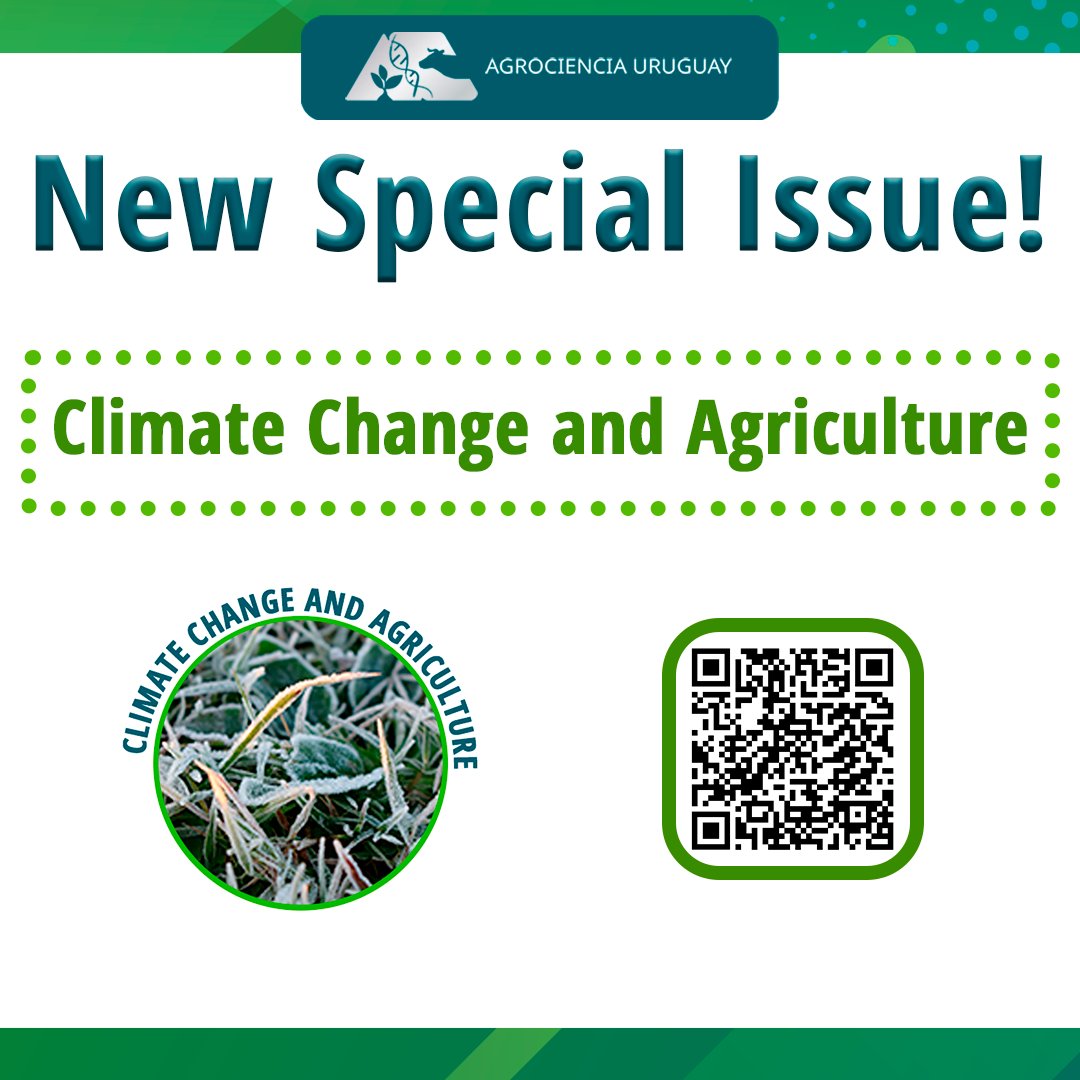 ✅NUEVO NÚMERO ESPECIAL EN AGROCIENCIA URUGUAY! ☀️🌧

📚“Climate Change and Agriculture”📑🌍🌳

👉 agrocienciauruguay.uy/index.php/agro…

#climatechange #climatechangeeffects #cambioclimatico #agriculturalsector #agriculture #agriculturafamiliar