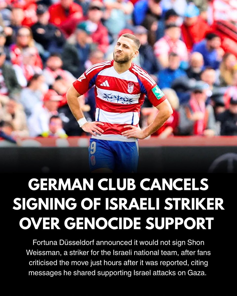 Leyla Hamed (@leylahamed) on Twitter photo Fortuna Düsseldorf <a href="/f95/">Fortuna Düsseldorf</a> have announced they will not sign Shon Weissman, a striker for the Israeli national team, after fans criticised the move over his social media posts where he supported Israel brutal attacks on Gaza. Fortuna Düsseldorf <a href="/f95/">Fortuna Düsseldorf</a> have announced they will not sign Shon Weissman, a striker for the Israeli national team, after fans criticised the move over his social media posts where he supported Israel brutal attacks on Gaza.