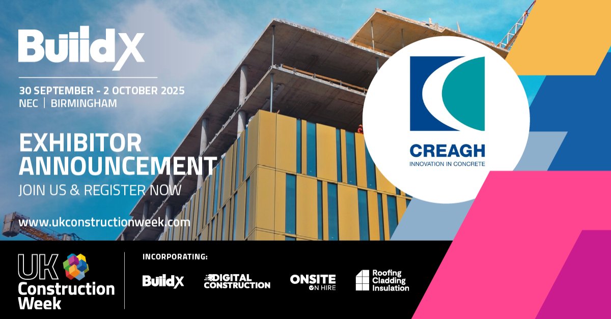 UK_CW's tweet image. We’re pleased to announce that Creagh Concrete is joining the UK Construction Week 2025 Birmingham line-up, taking place 30 September – 2 October at the NEC!
Get your free ticket: zurl.co/xKf6C
#CreaghConcrete #UKCW2025 #PrecastConcrete #ConstructionSolutions