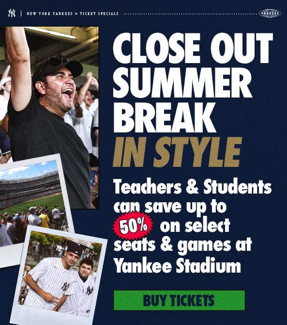 Using XNow verification, teachers can purchase discounted tickets to select New York Yankees home games throughout the remainder of the 2025 regular season. Details here: mlb.com/yankees/ticket…
