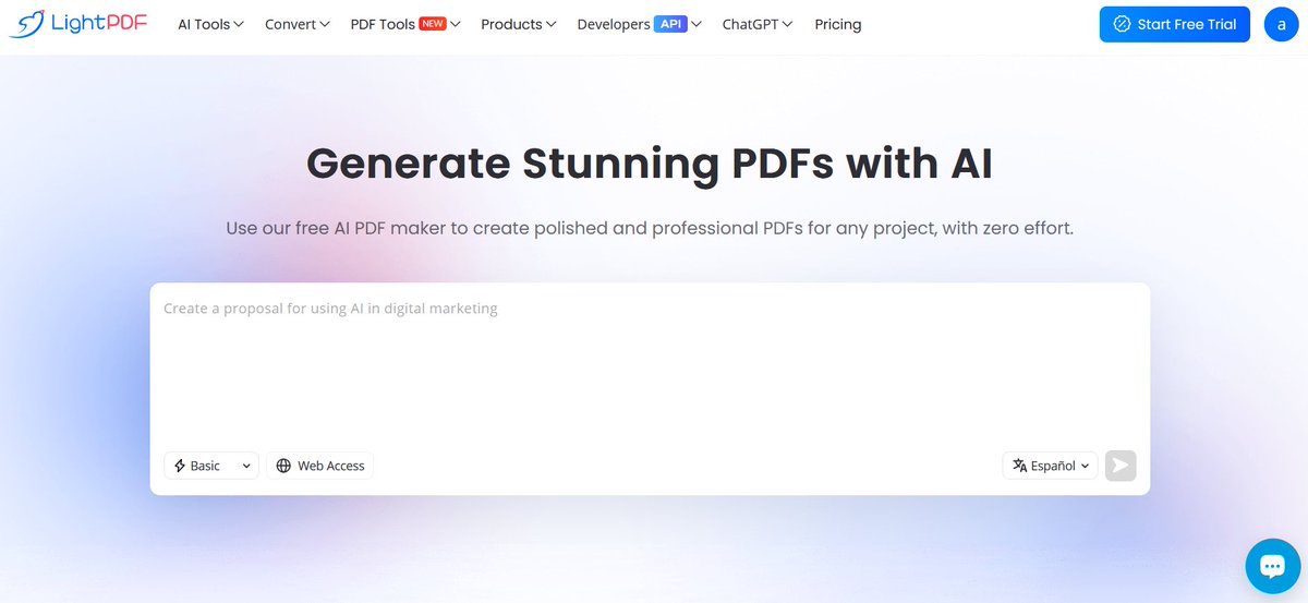 📄 أنشئ ملفات PDF احترافية بالذكاء الاصطناعي… مجاااااااناً 🤖🔥
تخيل تكتب نص أو فكرة بسيطة…
ويتحول تلقائياً إلى ملف PDF أنيق ومنسق في ثواني !!!

رابط الخدمة : lightpdf.com/ai-pdf-generat…

وش تقدر تسوي بالأداة ؟👇
✅ ملاحظات دراسية
✅ أوراق امتحانات
✅ تقارير أعمال
✅ مقترحات مشاريع