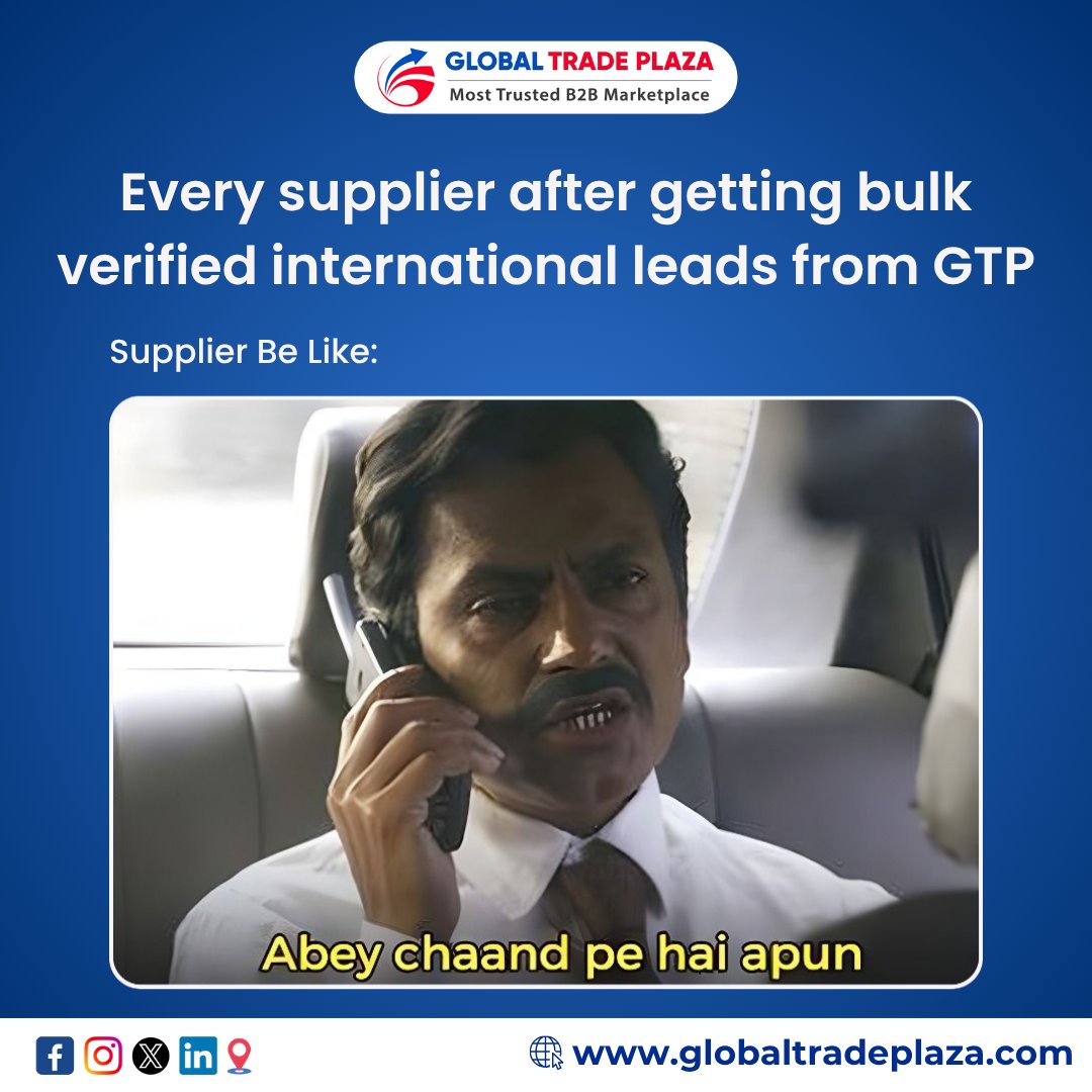 With GTP, the trusted #B2B portal, #suppliers access #verified international leads and grow beyond borders. Go from local to global with unlimited, #genuine leads that drive real business success.

JOIN NOW! globaltradeplaza.com/signup

#Leads #Suppliers #globaltradeplaza #B2BSuccess