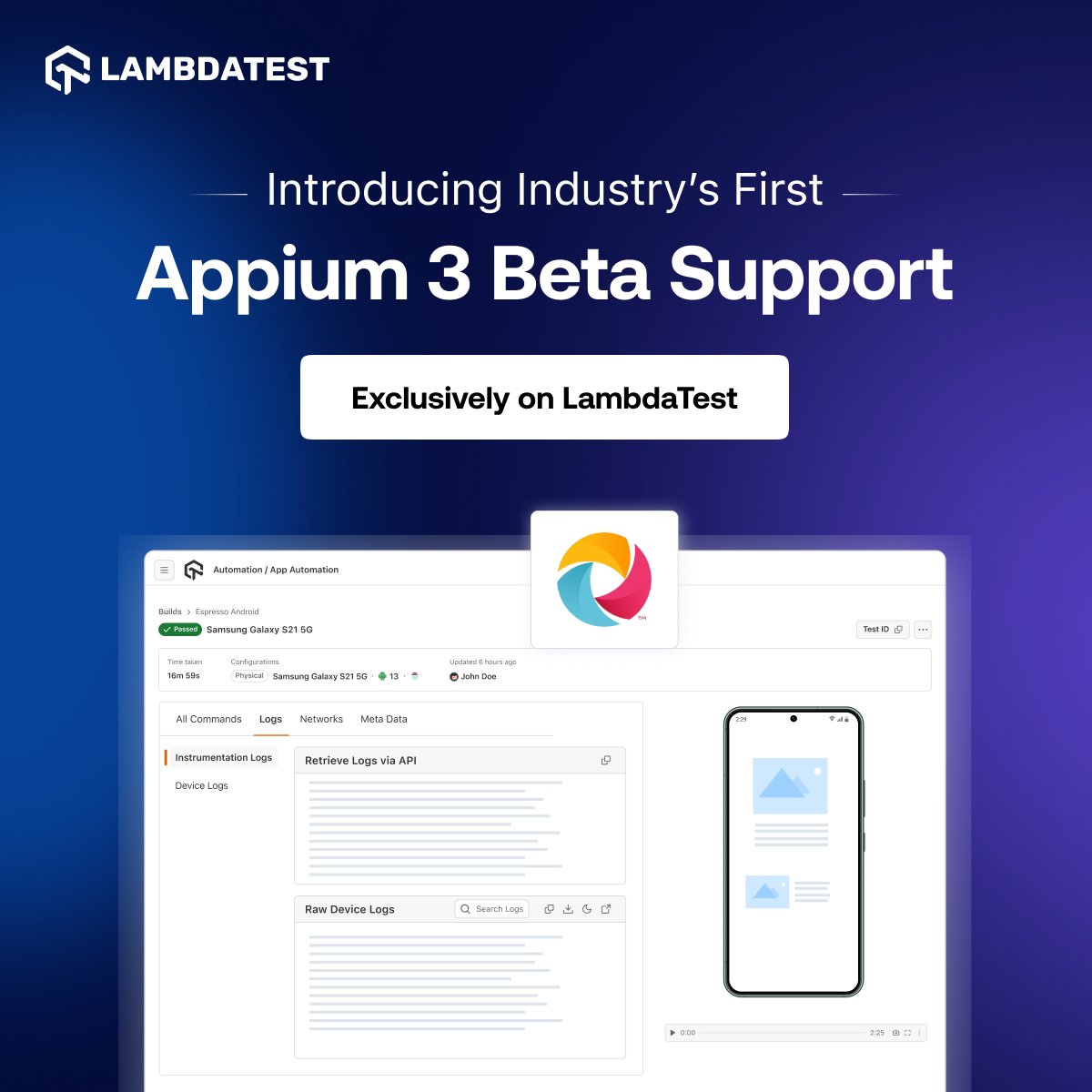 LambdaTest (@lambdatesting) on Twitter photo Be the first to test with <a href="/AppiumDevs/">Appium Devs</a> 3 Beta, exclusively on LambdaTest 🔗 bit.ly/4m4vKlv
With this release, you can now run #mobile tests on the latest #Appium architecture - no setup required, and fully scalable. Expect faster performance, enhanced developer-friendly Be the first to test with <a href="/AppiumDevs/">Appium Devs</a> 3 Beta, exclusively on LambdaTest 🔗 bit.ly/4m4vKlv
With this release, you can now run #mobile tests on the latest #Appium architecture - no setup required, and fully scalable. Expect faster performance, enhanced developer-friendly