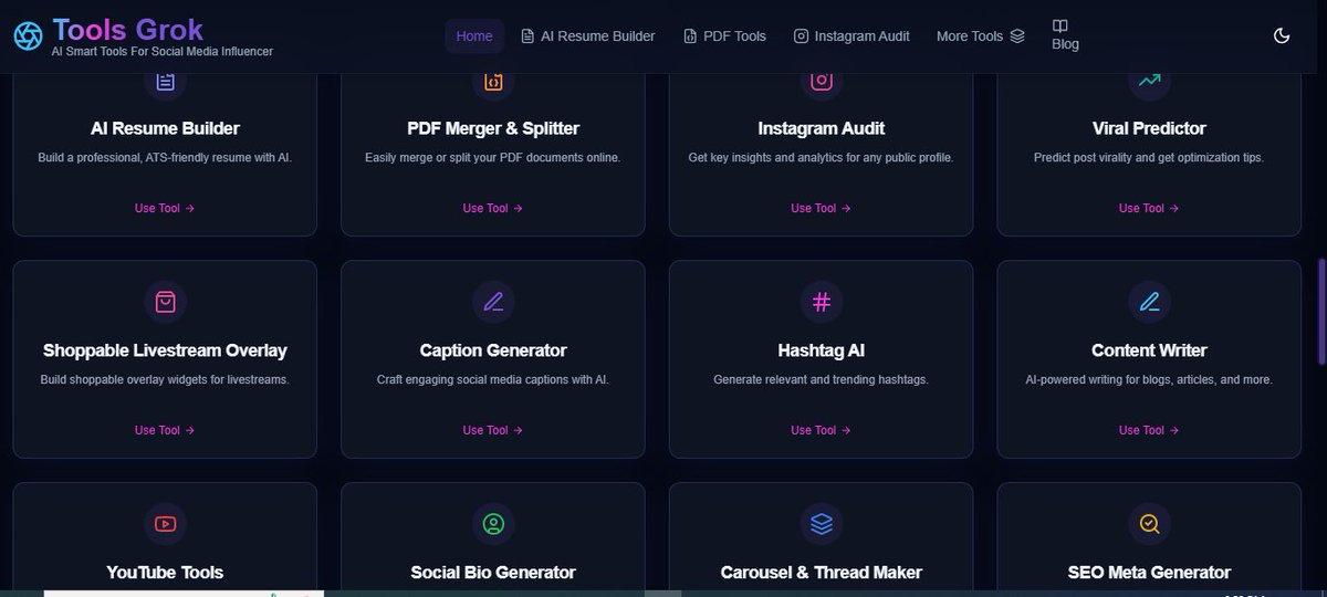 toolsgrok's tweet image. Hey dude it’s worth it try now free for everyone.

“10 Free AI Tools That’ll Save You Hours ⏳💻

All built on 1 website: toolsgrok.com”