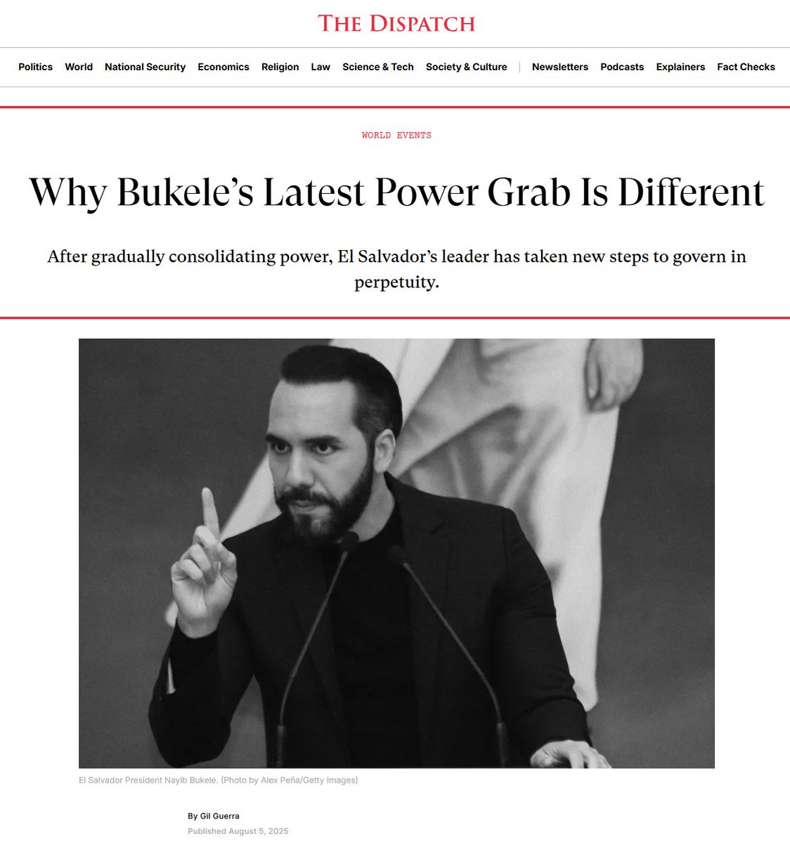 Gil Guerra (@gildeguerra) on Twitter photo Excited to share that I am now also a contributing writer for <a href="/thedispatch/">The Dispatch</a>, where I plan to write about immigration policy and Latin American politics.
My first article as a contributing writer is out today and looks at Salvadoran pres. Nayib Bukele's bid to rule indefinitely: Excited to share that I am now also a contributing writer for <a href="/thedispatch/">The Dispatch</a>, where I plan to write about immigration policy and Latin American politics.
My first article as a contributing writer is out today and looks at Salvadoran pres. Nayib Bukele's bid to rule indefinitely: