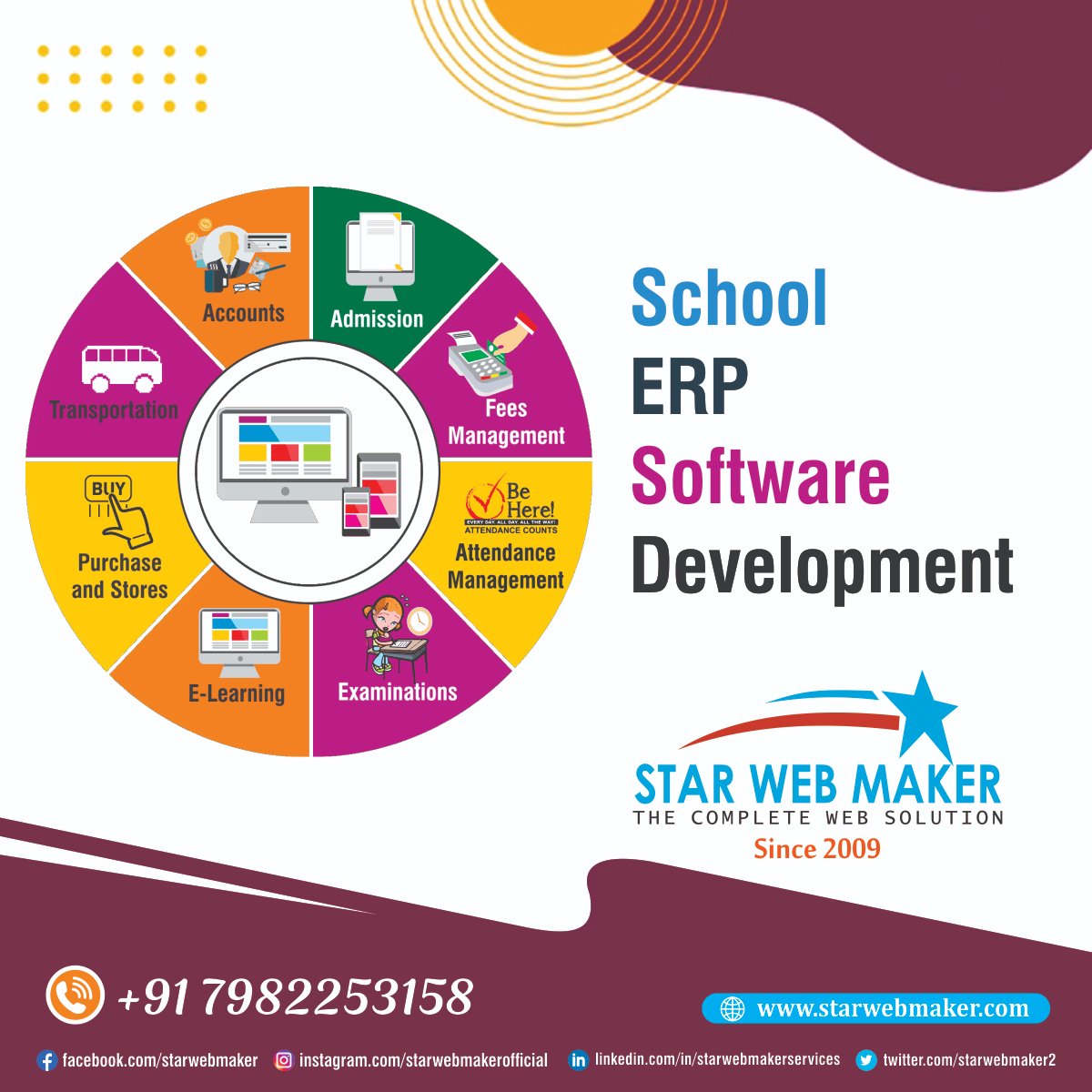 StarWebMaker2's tweet image. 📚 Revolutionize School Management with Star Web Maker! 🖥️
Streamline attendance, exams, fee management, and more with our custom School ERP Software designed for smarter, faster, and paperless administration.
starwebmaker.com/school-college…
#ERP_Software_Development