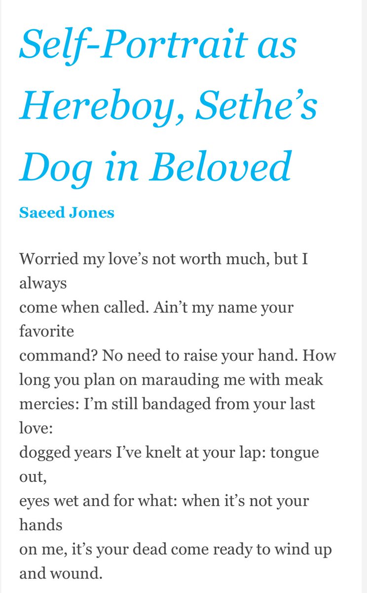 Randall Mann (@randallmannpoet) on Twitter photo Today’s Poem-a-Day is <a href="/POETSorg/">Academy of American Poets</a> is by the inimitable <a href="/theferocity/">Saeed Jones</a>, incantatory, allusive, & moving. <a href="/wspbooks/">Washington Square Press</a> <a href="/CofffeePress/">Coffee House Press 💎</a> <a href="/BennMFA_Writing/">Bennington MFA</a> 🔥❤️ Today’s Poem-a-Day is <a href="/POETSorg/">Academy of American Poets</a> is by the inimitable <a href="/theferocity/">Saeed Jones</a>, incantatory, allusive, & moving. <a href="/wspbooks/">Washington Square Press</a> <a href="/CofffeePress/">Coffee House Press 💎</a> <a href="/BennMFA_Writing/">Bennington MFA</a> 🔥❤️