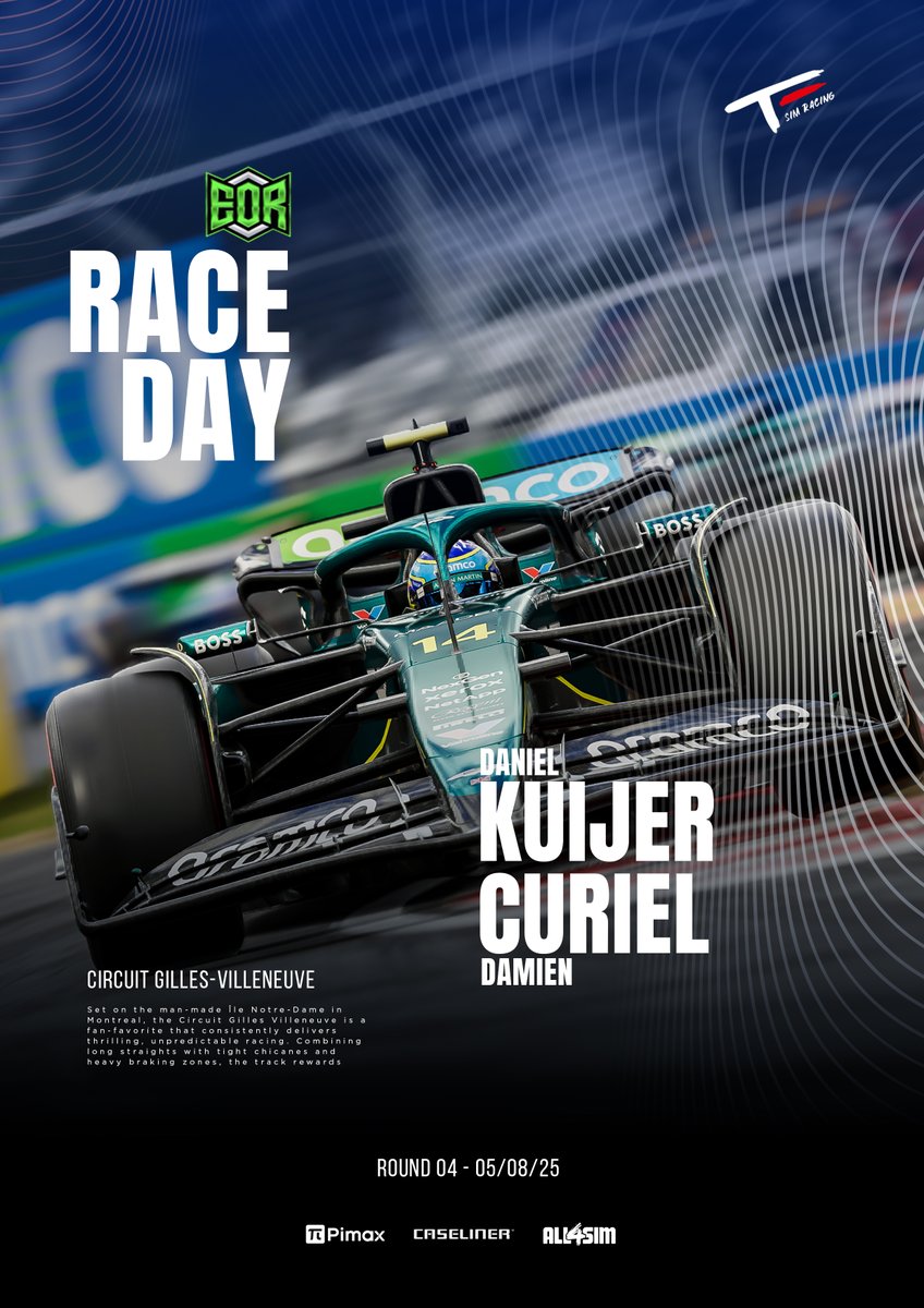 TomasEngeSimRacing (@tomas_enge_sim) on Twitter photo Maple syrup up on the menu today 🇨🇦
For Round 4 of <a href="/EORFormula1/">Evolution Online Racing</a>, <a href="/TES_Damien/">Damiën Curiel</a> & <a href="/DDDanielNL/">Daniël Kuijer</a> will be representing us in Montreal 🍁
We got that DAWG in us 🐕🦺 Maple syrup up on the menu today 🇨🇦
For Round 4 of <a href="/EORFormula1/">Evolution Online Racing</a>, <a href="/TES_Damien/">Damiën Curiel</a> & <a href="/DDDanielNL/">Daniël Kuijer</a> will be representing us in Montreal 🍁
We got that DAWG in us 🐕🦺