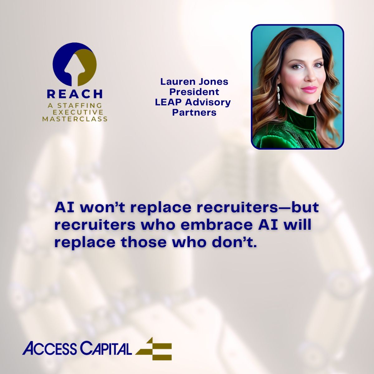 AI and automation are transforming staffing—but as Lauren Jones reminds us, success still comes down to people first, tech second.

📖 Revisit the post: hubs.la/Q03B6VsQ0

#AIinStaffing #StaffingInnovation #LaurenJones #AccessCapital #StaffingTechnology #ReachHigher
