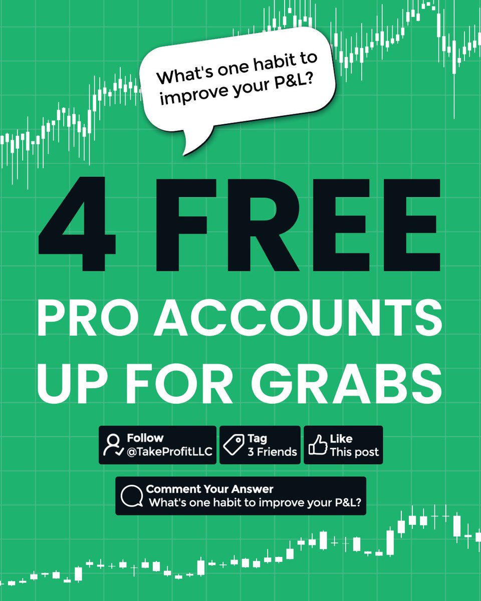 Traders, what’s one habit to improve your P&amp;L? Comment your answer below for a chance to win one of the 4 free $50k PRO accounts we've put up for grabs! Here’s how to enter...

⚡ Follow us on X (TakeProfitLLC) or on Instagram.

⚡ Tag 3 traders / friends.

⚡ Like this post.

⚡