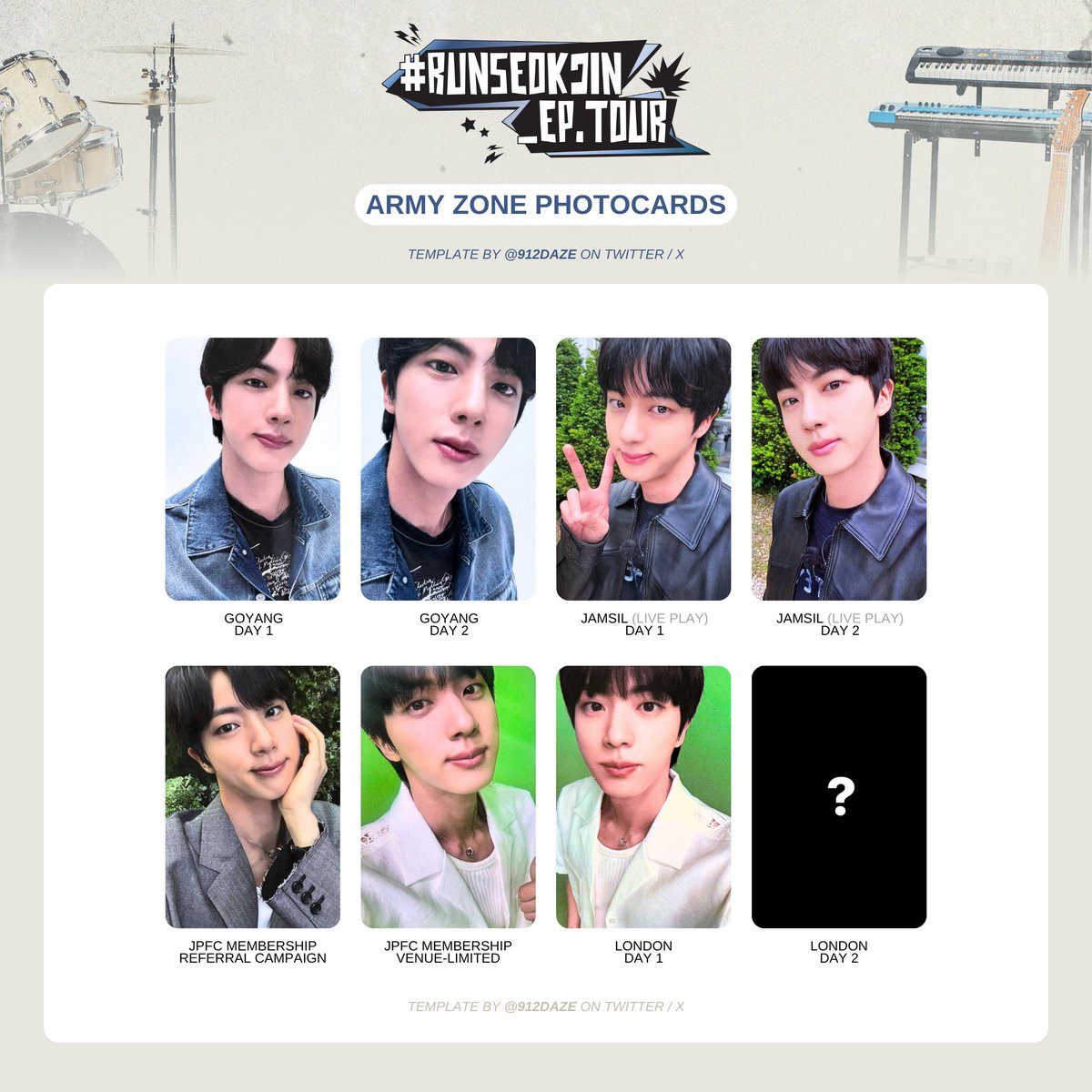#RUNSEOKJIN 【ロンドン限定】フォトカード　ARMY ZONE JIN - RUNSEOKJIN_EP.TOUR in LONDON Template ARMY ZONE PCs so far