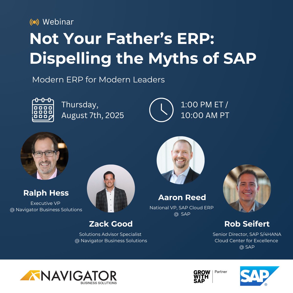 NavigatorSAP's tweet image. 🚨 Last Chance to Register!

Not Your Father’s ERP: Dispelling the Myths of SAP

Join Na and @SAP for a panel busting the myths, revealing how #SAPCloudERP is transforming how growth-minded organizations scale.

👉 Save your spot: hubs.ly/Q03zS5G20