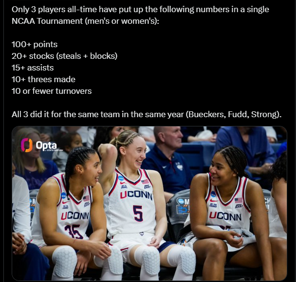 this was so insane. imagine having NCAA history made by 3 different people on the same team. they were special