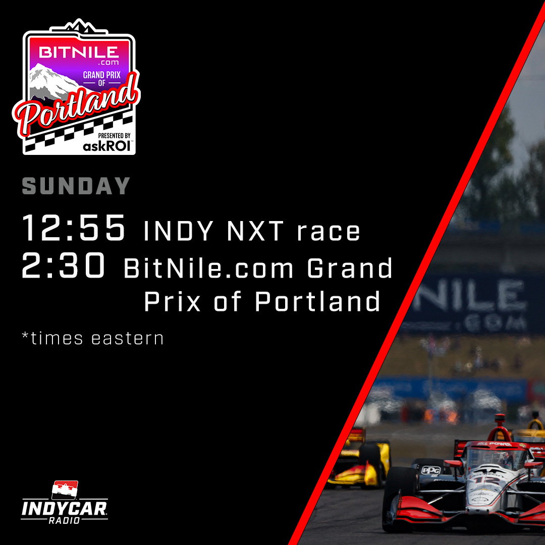 Tomorrow at <a href="/portlandraceway/">Portland Intl Raceway</a>...
It's RACE DAY!
Find us at indycar.com/leaderboard, @SiriusXM 218 or a radio station near you...👇
indycar.com/-/media/Files/…

#INDYCAR #INDYNXT #PortlandGP