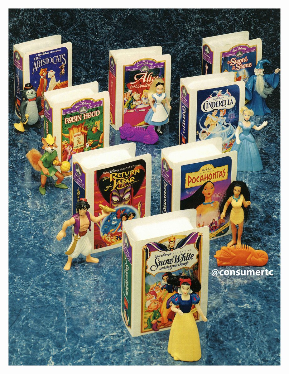 McDonald's could have just released some "Disney Masterpiece" Happy Meal figures and called it a day, but they went the extra mile by putting each doll in a TINY VHS BOX! (1996)