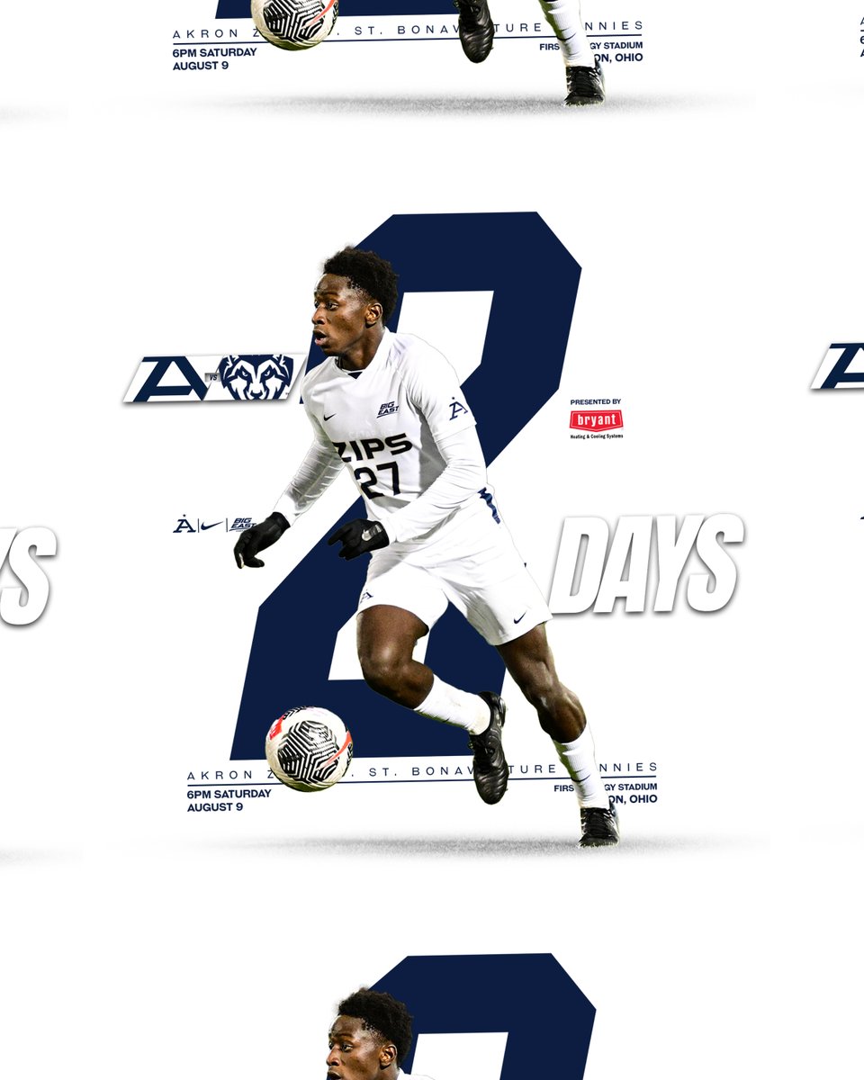 Akron Zips M Soccer (@zipsmsoc) on Twitter photo We're now two days from our exhibition opener at FirstEnergy Stadium against <a href="/BonniesMSoccer/">Bonnies Men’s Soccer</a> on Saturday (Aug. 9) at 6 pm
#GoZips | #MakeTheClimb | <a href="/ZipsMSoc/">Akron Zips M Soccer</a> 🦘
Buy season and single-game <a href="/ZipsMSoc/">Akron Zips M Soccer</a> 🎟️ now 👉tinyurl.com/2dz5gqyl We're now two days from our exhibition opener at FirstEnergy Stadium against <a href="/BonniesMSoccer/">Bonnies Men’s Soccer</a> on Saturday (Aug. 9) at 6 pm
#GoZips | #MakeTheClimb | <a href="/ZipsMSoc/">Akron Zips M Soccer</a> 🦘
Buy season and single-game <a href="/ZipsMSoc/">Akron Zips M Soccer</a> 🎟️ now 👉tinyurl.com/2dz5gqyl