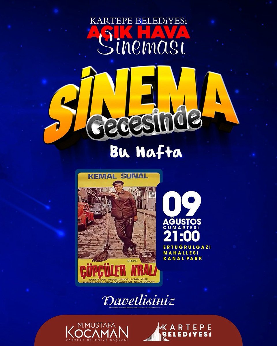 Bu haftaki Açık Hava Sinema etkinliğimizde Yeşilçam’ın unutulmaz klasiği “Çöpçüler Kralı” bizlerle! 🎬