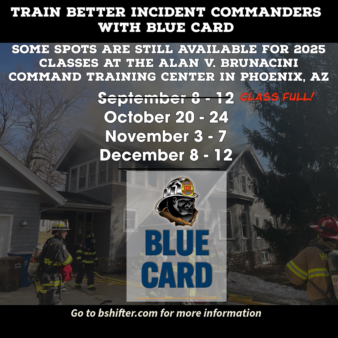 BlueCardHZ's tweet image. 🚨 The September Train-the-Trainer at the AVB CTC in Phoenix is FULL!
Seats are still available for other upcoming sessions—but they’re filling fast. Don’t wait. Lock in your spot today:
👉 bluecardtraining.com/events.aspx
#BlueCardCommand #TrainTheTrainer #FiregroundLeadership #AVBCTC
