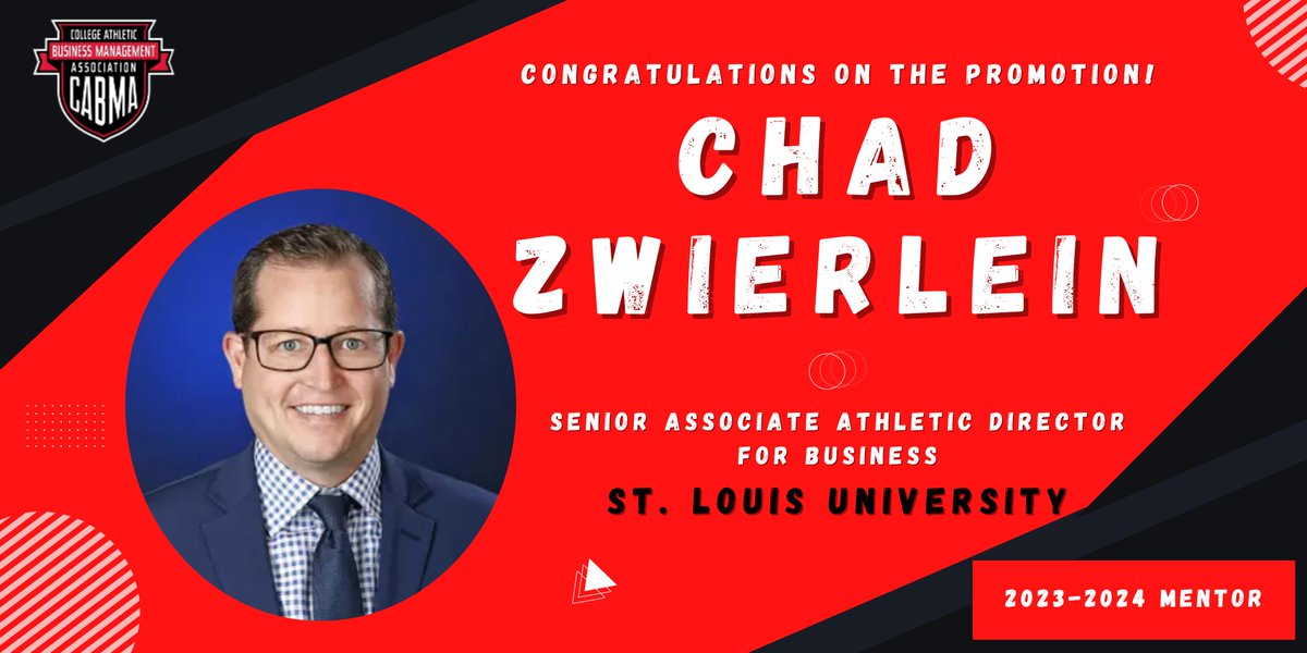 Kudos to <a href="/ChadZwierlein/">Chad Zwierlein</a> on the promotion to Senior Associate Athletic Director for Business at <a href="/SLU_Billikens/">Billiken Athletics</a>!