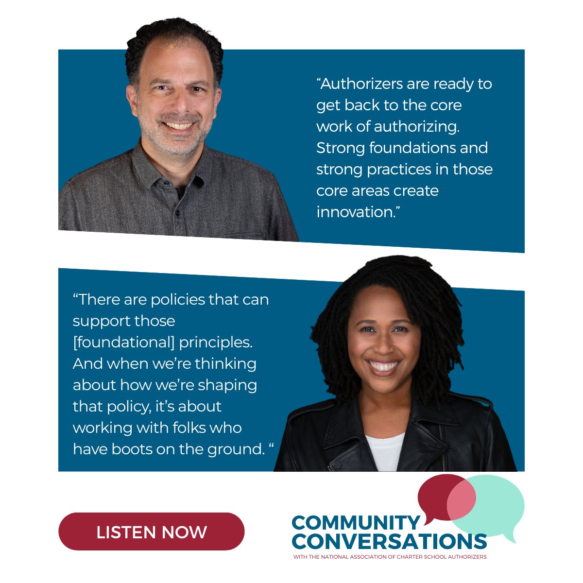 NACSA (@qualitycharters) on Twitter photo Season 3 of Community Conversations with NACSA is here!
Ep. 1: David Greenberg & Veronica Brooks-Uy unpack the biggest challenges facing authorizers today and how NACSA is helping them meet the moment.
Listen and subscribe: buzzsprout.com/2208122/episod… Season 3 of Community Conversations with NACSA is here!
Ep. 1: David Greenberg & Veronica Brooks-Uy unpack the biggest challenges facing authorizers today and how NACSA is helping them meet the moment.
Listen and subscribe: buzzsprout.com/2208122/episod…