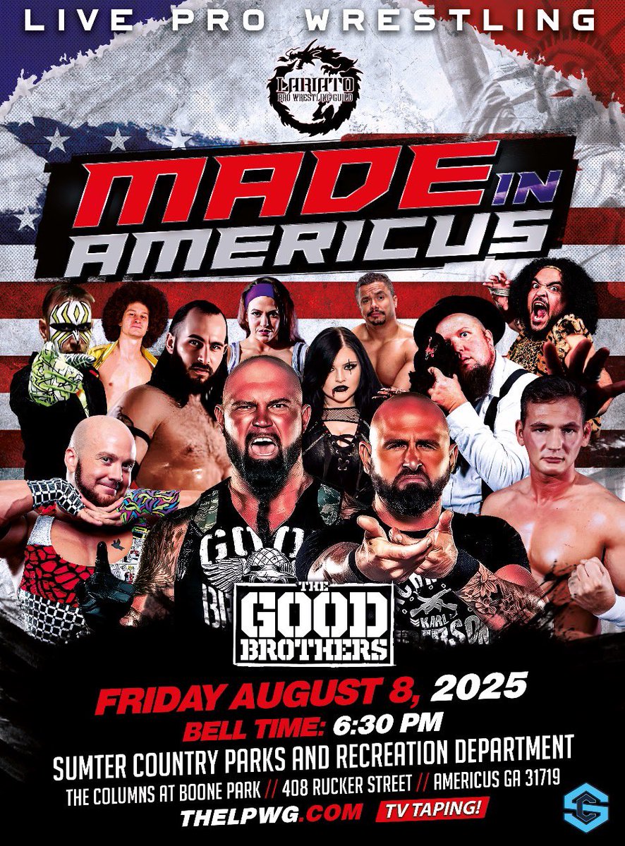 “The Big LG” Doc Gallows (@the_biglg) on Twitter photo Double shot weekend for <a href="/LariatoW/">Lariato Pro Wrestling</a> 8/8 TV taping for <a href="/Triller_TV/">TrillerTV</a> & <a href="/Roku/">Roku</a> STGN-49 in Americus, GA then 8/9 #HardcoreCup in Dublin, GA Tix: thelpwg.com <a href="/MachineGunKA/">The Machine Gun</a> Double shot weekend for <a href="/LariatoW/">Lariato Pro Wrestling</a> 8/8 TV taping for <a href="/Triller_TV/">TrillerTV</a> & <a href="/Roku/">Roku</a> STGN-49 in Americus, GA then 8/9 #HardcoreCup in Dublin, GA Tix: thelpwg.com <a href="/MachineGunKA/">The Machine Gun</a>
