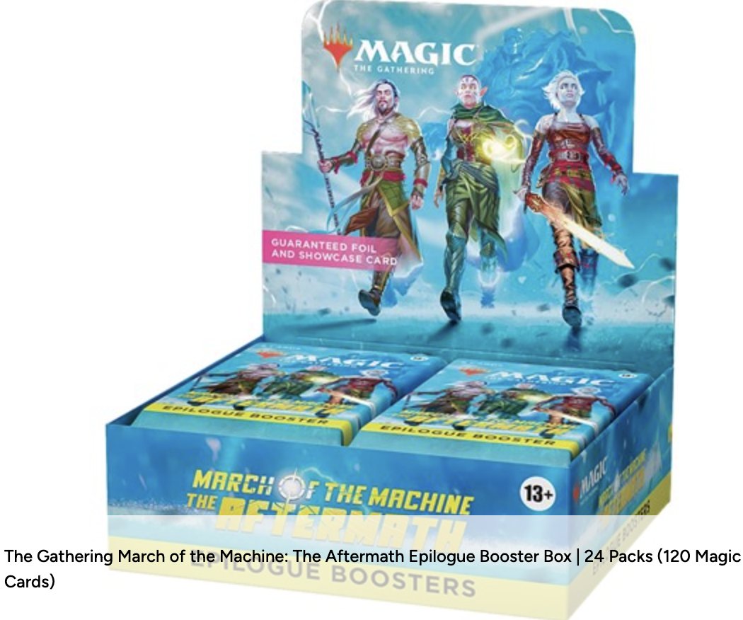 $55.99 #ad 

Magic The Gathering March of the Machine: The Aftermath Epilogue Booster Box | 24 Packs (120 Magic Cards)
mavely.app.link/e/w2M9yJsqAVb