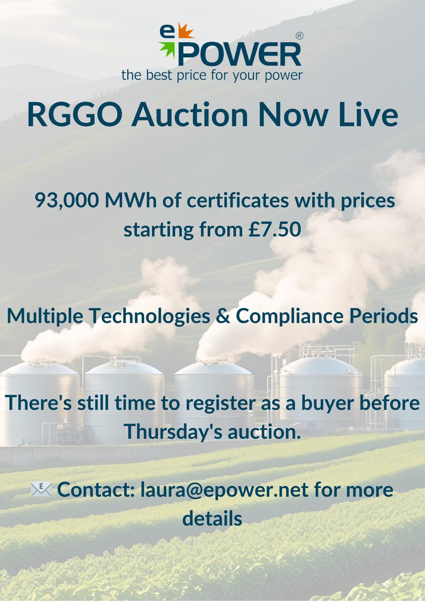 ePOWERrenewable's tweet photo. The RGGO Auction Platform is Now Live!

For participation details, please contact: laura@epower.net https://t.co/G9g0KNNafr