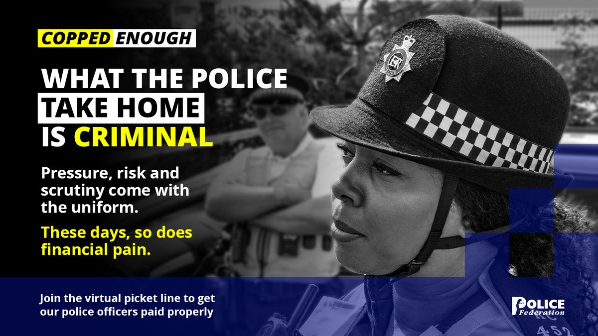 The Federation’s #CoppedEnough campaign calls on the public to demonstrate support for police by joining the digital picket line: polfed.org/campaigns/copp… #FairPayForPolice