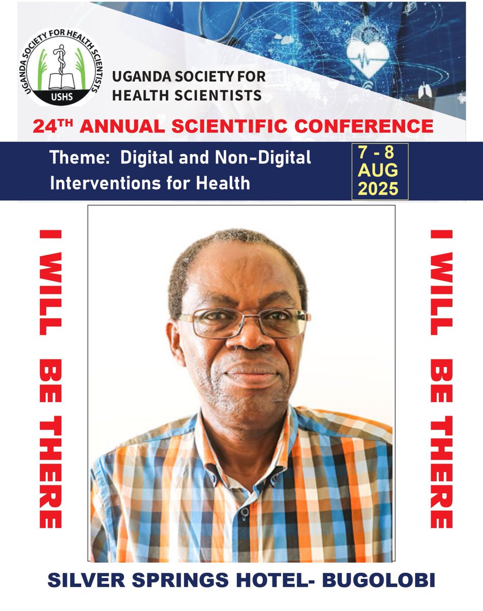 ⏳ 2 DAYS TO GO!
Join us for the 24th USHS Annual Scientific Conference
📍 Silver Springs Hotel, Bugolobi
🗓️ 7–8 Aug 2025 | 🕗 8AM–5PM
🎙️ Guest: Hon. Dr. Monica Musenero
🎓 Sub-themes from Malaria to Digital Health!
🎟️ Register now: ushssecretariate@gmail.com
#USHS2025 <a href="/rkalyes1/">Robert Kalyesubula,MD, FISN(USA), PhD-FRCP(London)</a>