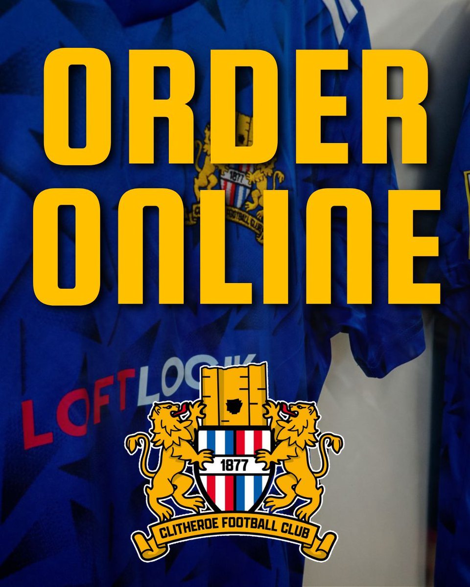 Clitheroe FC (@clitheroefc) on Twitter photo π ππ©πππππππ π’π‘πππ‘π
To order your replica home or away shirt (adult or junior), simply:
π Go to clitheroefc.co.uk
π±οΈ Click on 'Buy 25-26 replicas' in the top banner
π Order through Sports Bulk; our official kit suppliers website
#ForwardTogether π ππ©πππππππ π’π‘πππ‘π
To order your replica home or away shirt (adult or junior), simply:
π Go to clitheroefc.co.uk
π±οΈ Click on 'Buy 25-26 replicas' in the top banner
π Order through Sports Bulk; our official kit suppliers website
#ForwardTogether