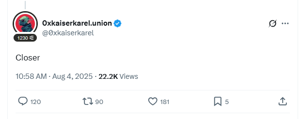 The next <a href="/union_build/">Union</a> Community Call is happening on Tuesday, August 12th at 5:00PM.

I think the rumors about August 15th of <a href="/union_build/">Union</a> TGE is not rumor anymore. The founder himself is giving hints.

What do you think they’ll reveal?

Will the endless yapping finally end?

TGE
