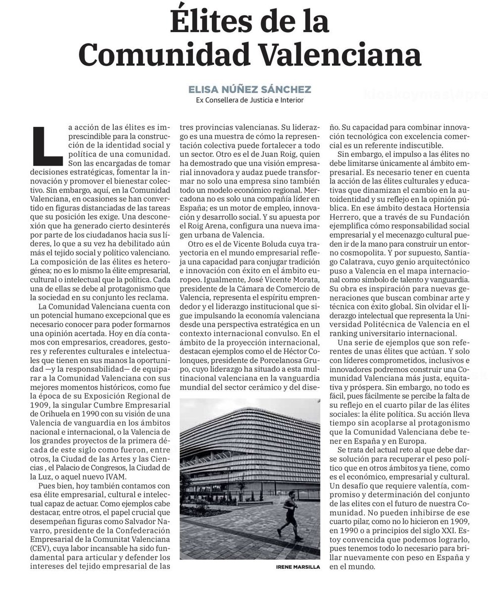Mi artículo de hoy en <a href="/lasprovincias/">LAS PROVINCIAS</a> 

“La composición de las élites es heterogénea; no es lo mismo la élite empresarial, cultural o intelectual que la política. Cada una de ellas se debe al protagonismo que la sociedad en su conjunto les reclama”.