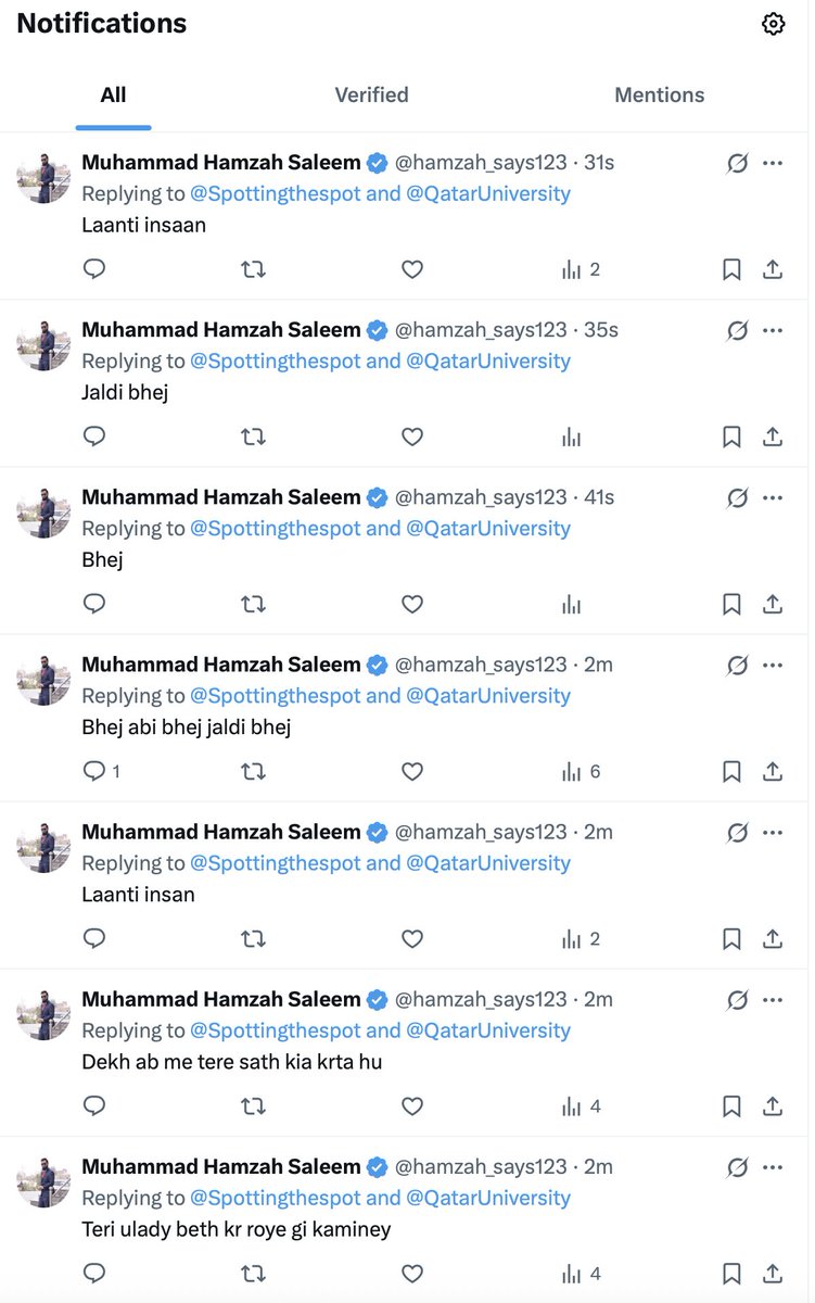 The #papermill #fraud <a href="/hamzah_says123/">Muhammad Hamzah Saleem</a> goes mental after being exposed here for his #fraud. This person already has 7 retractions and he is only at the start of his 'career'. He works at <a href="/QatarUniversity/">جامعة قطر</a> where he continues his paper mill activities.