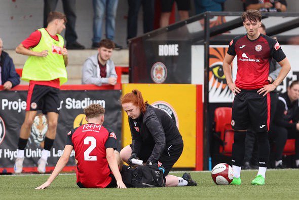 hydeunited's tweet photo. On Saturday, our physio @_lucygraves finished her last game with us as she heads off on an adventure to Asia and New Zealand. Since joining the club in 2021, Lucy has become a huge part of the Hyde United family. https://t.co/V395jk9U0i