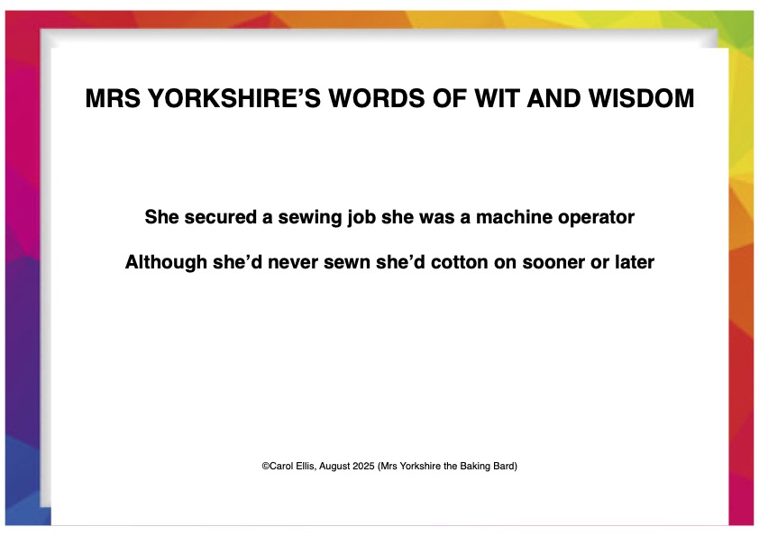 YorksBakingBard's tweet image. 🤣🤣🧵🪡 #sewing #sewingmachine #Cotton #poetrycommunity #poetrylovers #poetryisnotdead #poetryofx #poetryinmotion #poetsofx #poets #poem #poemoftheday #poems #writer #writerscommunity #writersofx #puns #jokes
