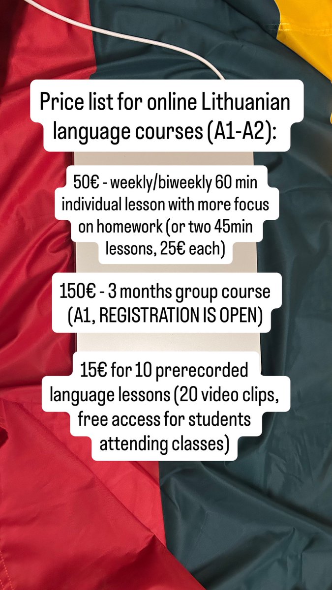 Saulė (@sankuperis) on Twitter photo More info regarding my Lithuanian language courses.
Registration form for the group course: forms.gle/kfBCUrDeFaAATs…
More info about the individual course: saulesonnesun@gmail.com
The prerecorded lessons to be expected in September More info regarding my Lithuanian language courses.
Registration form for the group course: forms.gle/kfBCUrDeFaAATs…
More info about the individual course: saulesonnesun@gmail.com
The prerecorded lessons to be expected in September
