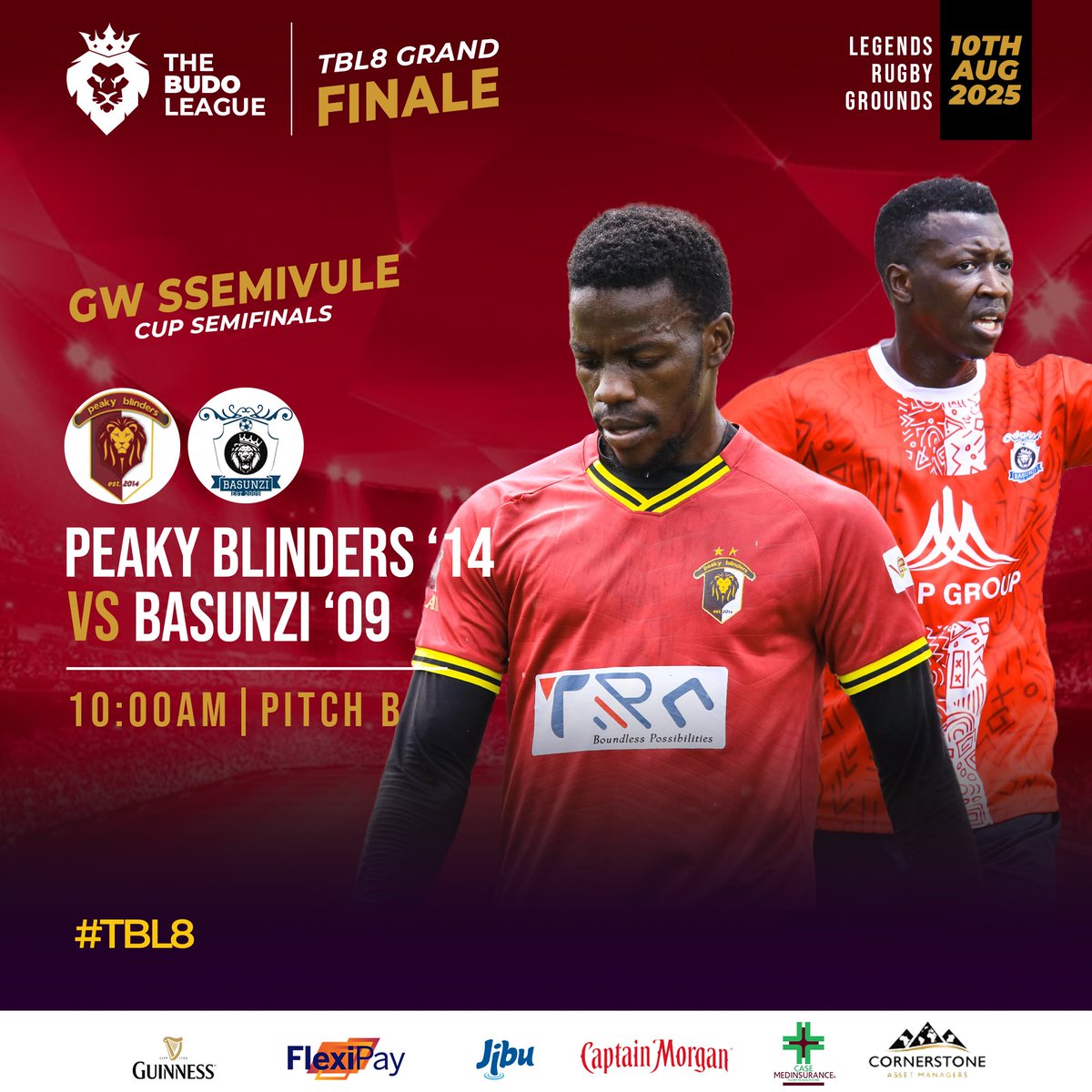 The Budo League (@thebudoleague) on Twitter photo Two-time #TBL champions <a href="/PB_budo14/">Peaky Blinders F.C⭐⭐</a> take on <a href="/basunzi/">Basunzi 09</a> for a place in the #SsemivuleCup finals.
#TBL8Finale Two-time #TBL champions <a href="/PB_budo14/">Peaky Blinders F.C⭐⭐</a> take on <a href="/basunzi/">Basunzi 09</a> for a place in the #SsemivuleCup finals.
#TBL8Finale