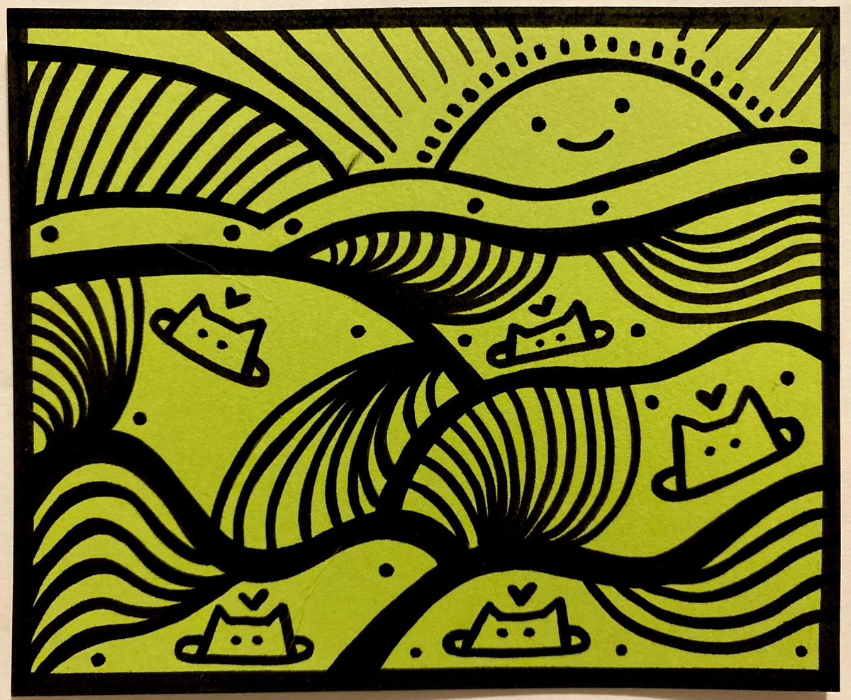 Everyday automatic #597

8/4/25

“Morning Purrtals”

oil paint sharpie; handcut cardstock