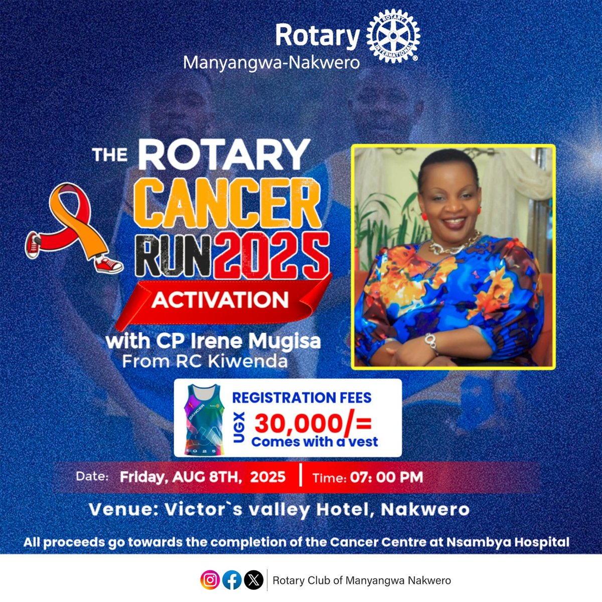 Rotary Club of Manyangwa-Nakwero (@rcmanyangwa) on Twitter photo <a href="/rcmanyangwa/">Rotary Club of Manyangwa-Nakwero</a> invites you to the Rotary Cancer 2025 Activation Fellowship.
๐ 8th August, 2025
๐ 7:00 PM
๐Victorโs Valley Hotel
๐๏ธ Guest Speaker : CP Irene Mugisa, RC Kiwenda
Come and be part of an inspiring evening! #RotaryCancerRun2025
#UniteForGood <a href="/rcmanyangwa/">Rotary Club of Manyangwa-Nakwero</a> invites you to the Rotary Cancer 2025 Activation Fellowship.
๐ 8th August, 2025
๐ 7:00 PM
๐Victorโs Valley Hotel
๐๏ธ Guest Speaker : CP Irene Mugisa, RC Kiwenda
Come and be part of an inspiring evening! #RotaryCancerRun2025
#UniteForGood
