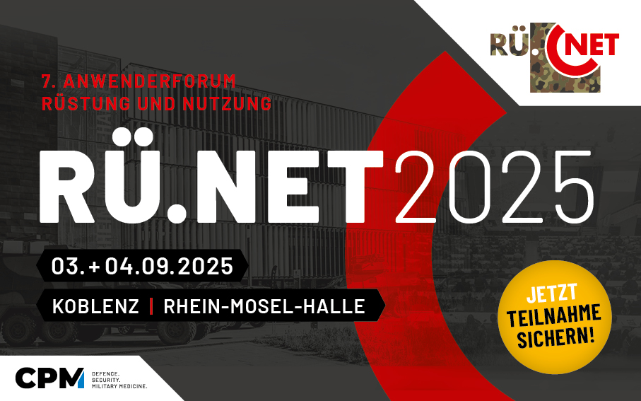 cpmDEFENCENTWRK's tweet image. 📣 In weniger als einem Monat ist es so weit: die rü.Net 2025 startet!
– Das 7. Anwenderforum Rüstung und Nutzung!

Alle Infos und Tickets unter: cpm-verlag.com/event/rue-net/ 👈👈👈

#RüNet2025 #Bundeswehr #Rüstung #NATO #GDELS #Verteidigung #Sicherheit