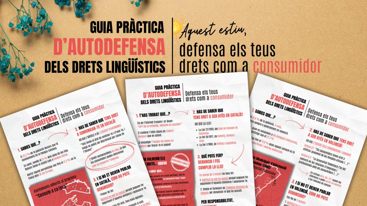 🤿 Saps quins drets tens com a consumidor? Aquest estiu, te'ls expliquem a la Guia dels Drets Lingüístics. Descarrega-la aquí!

✨ Si ets a CAT: plataforma-llengua.cat/guia-autodefen…

✨ Si ets a les Balears: plataforma-llengua.cat/guia-autodefen…

✨ Si ets al PV: plataforma-llengua.cat/guia-autodefen…